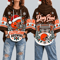 Cleveland Browns Premium Christmas Women’s Hooded Poncho Top – Gift for Fans