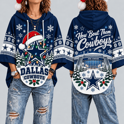 Dallas Cowboys Premium Christmas Women’s Hooded Poncho Top – Gift for Fans