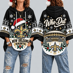 New Orleans Saints Premium Christmas Women’s Hooded Poncho Top – Gift for Fans