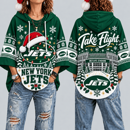 New York Jets Premium Christmas Women’s Hooded Poncho Top – Gift for Fans
