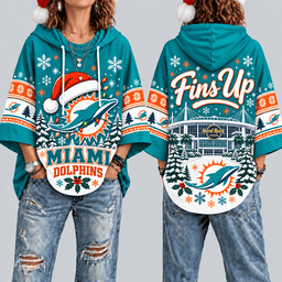 Miami Dolphins Premium Christmas Women’s Hooded Poncho Top – Gift for Fans