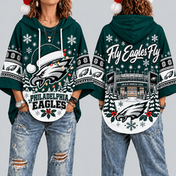 Philadelphia Eagles Premium Christmas Women’s Hooded Poncho Top – Gift for Fans