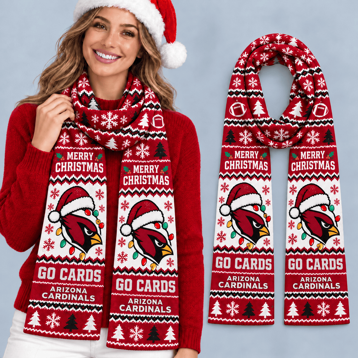 Arizona Cardinals Premium Christmas Scarf – Merry Christmas Gift for Fans