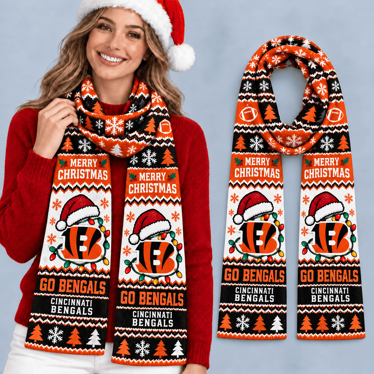 Cincinnati Bengals Premium Christmas Scarf – Merry Christmas Gift for Fans