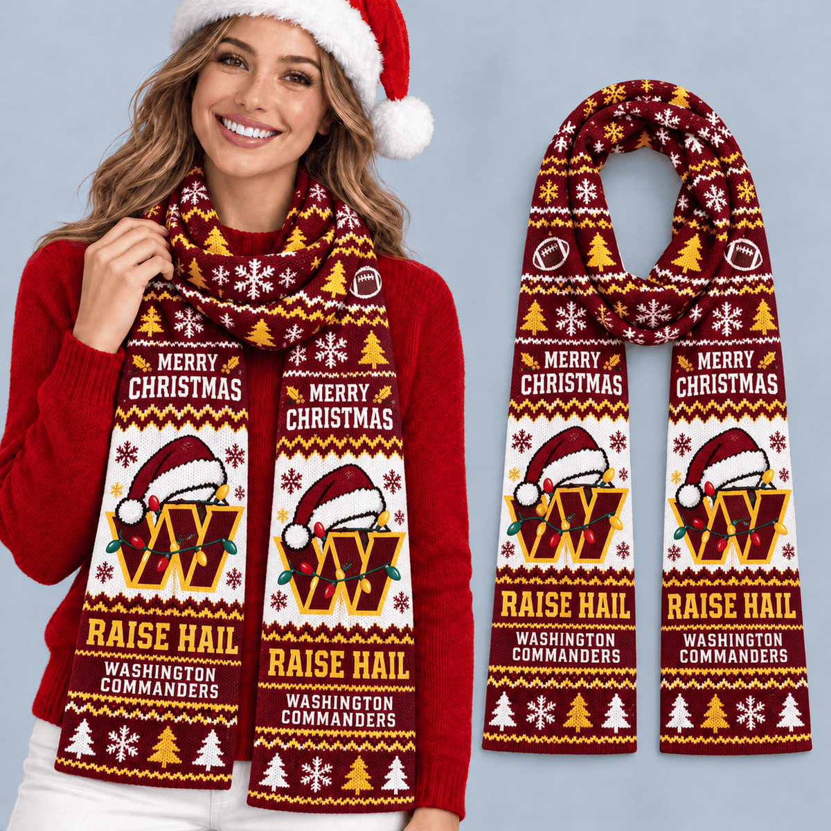Washington Commanders Premium Christmas Scarf – Merry Christmas Gift for Fans