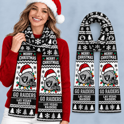 Las Vegas Raiders Premium Christmas Scarf – Merry Christmas Gift for Fans
