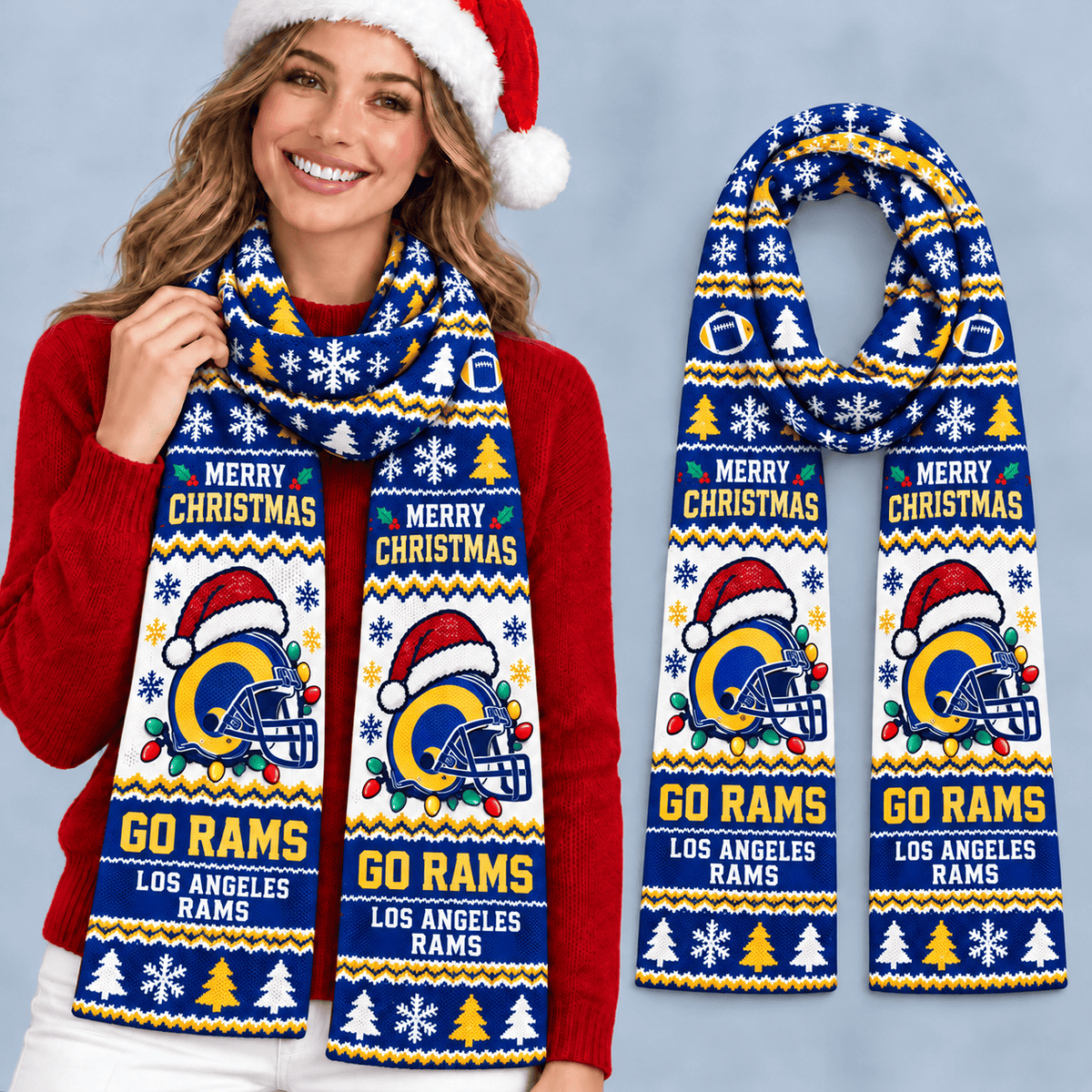 Los Angeles Rams Premium Christmas Scarf – Merry Christmas Gift for Fans