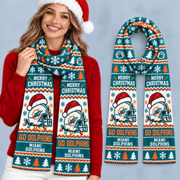 Miami Dolphins Premium Christmas Scarf – Merry Christmas Gift for Fans