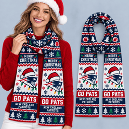 New England Patriots Premium Christmas Scarf – Merry Christmas Gift for Fans