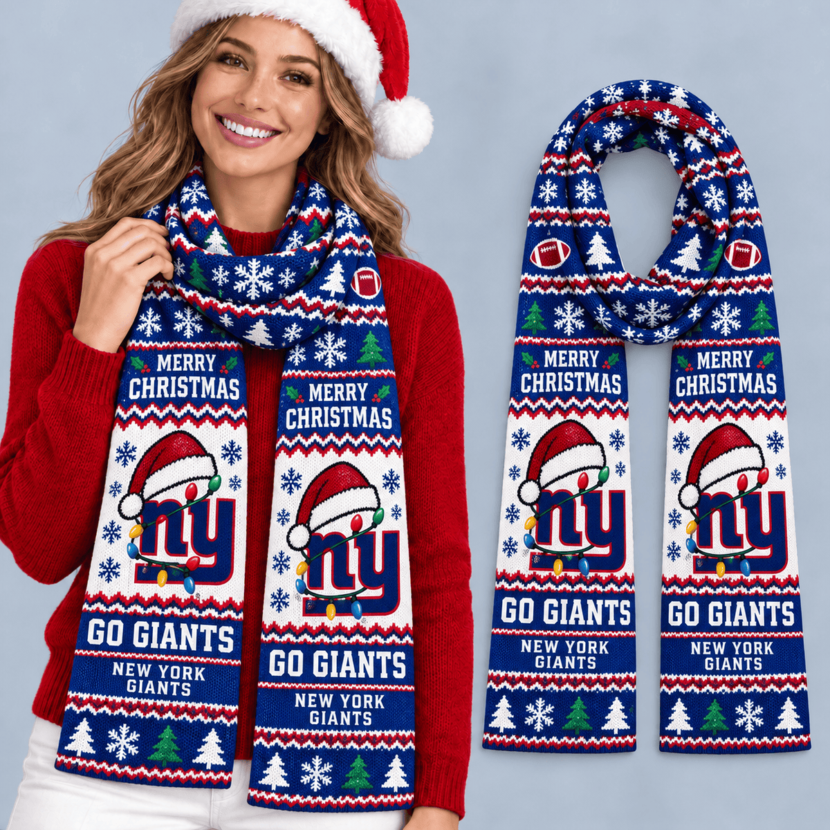 New York Giants Premium Christmas Scarf – Merry Christmas Gift for Fans