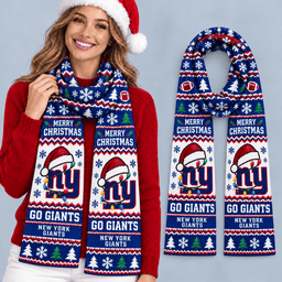 New York Giants Premium Christmas Scarf – Merry Christmas Gift for Fans