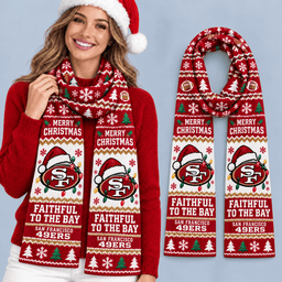 San Francisco 49ers Premium Christmas Scarf – Merry Christmas Gift for Fans