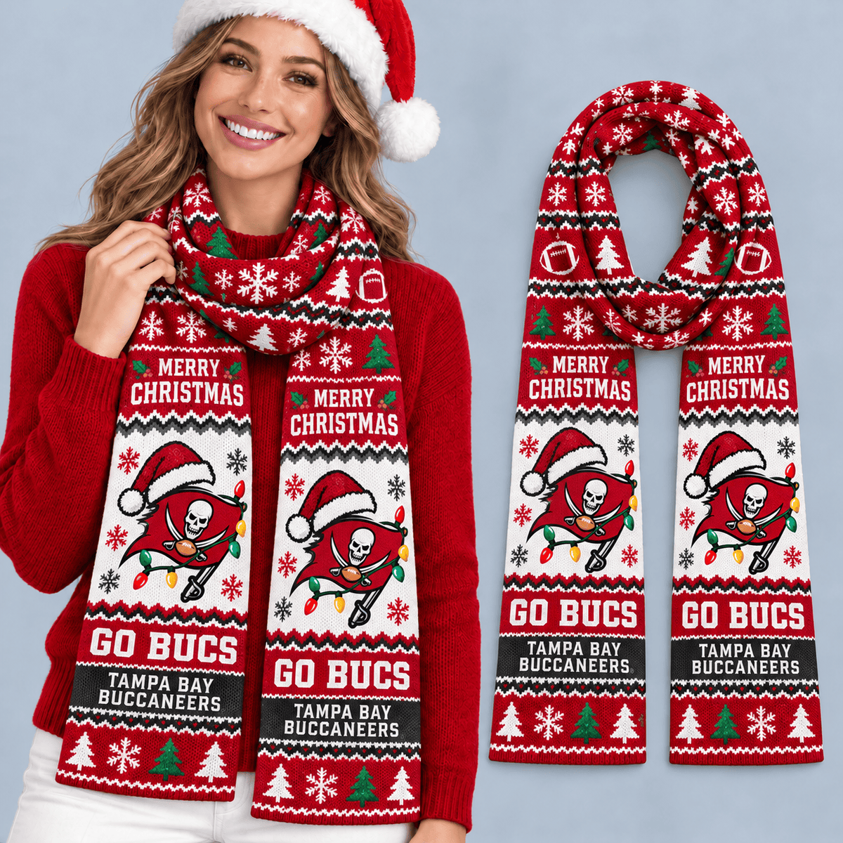 Tampa Bay Buccaneers Premium Christmas Scarf – Merry Christmas Gift for Fans