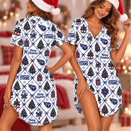 Tennessee Titans Retro Christmas Women Pajamas Dress