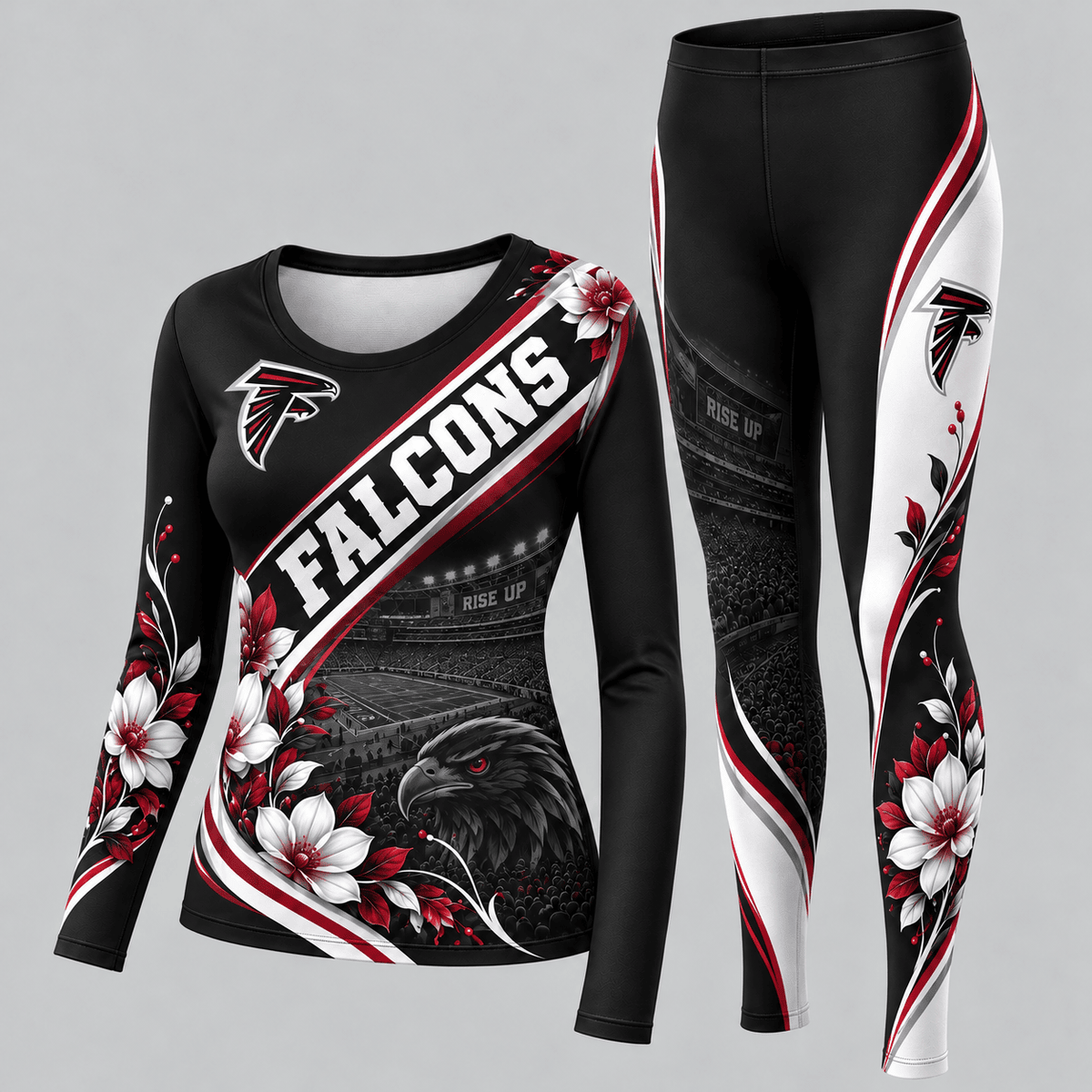 Atlanta Falcons Football Team Women's Long Sleeve Shirt & Leggings Set