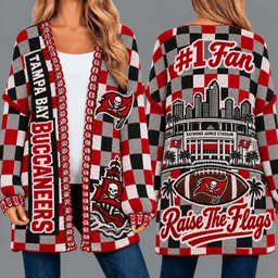 Tampa Bay Buccaneers Football Checkered Knitted Cardigan