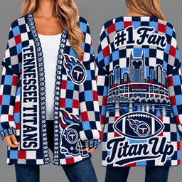Tennessee Titans Football Checkered Knitted Cardigan