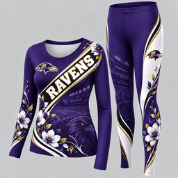 Baltimore Ravens Football Team Women's Long Sleeve Shirt & Leggings Set