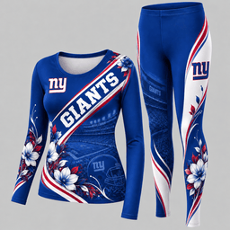 New York Giants Football Team Women's Long Sleeve Shirt & Leggings Set