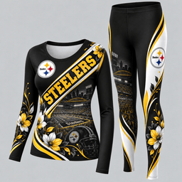 Pittsburgh Steelers Football Team Women's Long Sleeve Shirt & Leggings Set