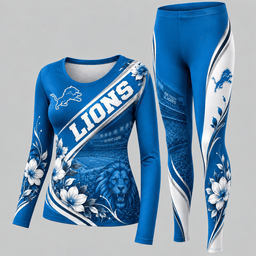 Detroit Lions Football Team Women's Long Sleeve Shirt & Leggings Set