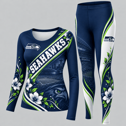 Seattle Seahawks Football Team Women's Long Sleeve Shirt & Leggings Set