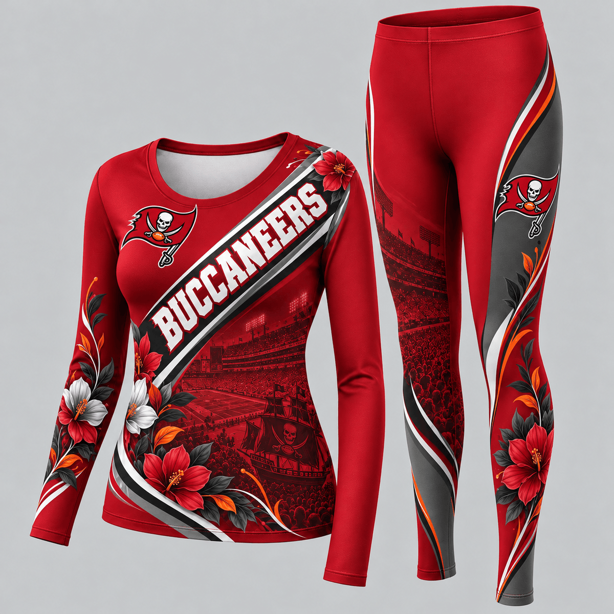Tampa Bay Buccaneers Football Team Women's Long Sleeve Shirt & Leggings Set