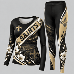 New Orleans Saints Football Team Women's Long Sleeve Shirt & Leggings Set