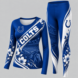 Indianapolis Colts Football Team Women's Long Sleeve Shirt & Leggings Set
