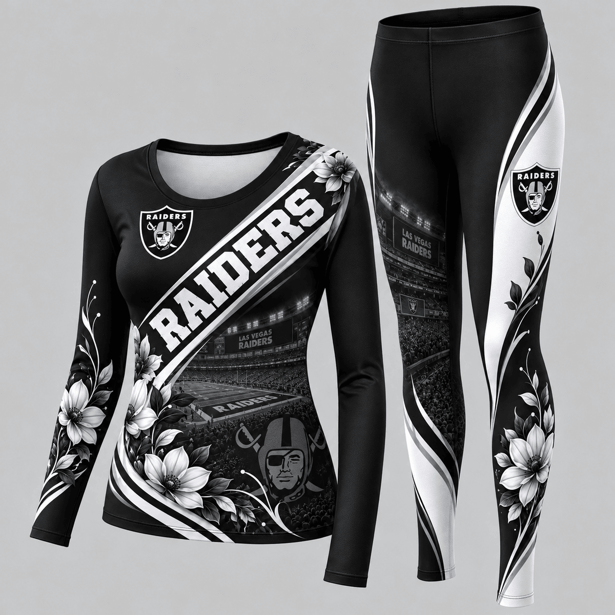 Las Vegas Raiders Football Team Women's Long Sleeve Shirt & Leggings Set