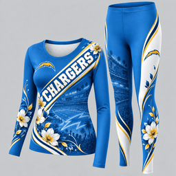 Los Angeles Chargers Football Team Women's Long Sleeve Shirt & Leggings Set