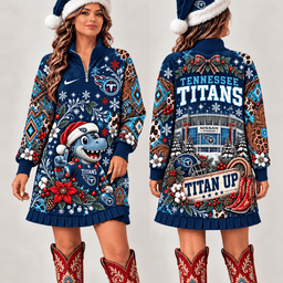 Tennessee Titans Christmas Western Boho Sweatshirt Dress