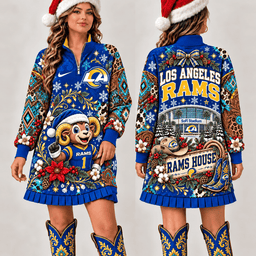Los Angeles Rams Christmas Western Boho Sweatshirt Dress