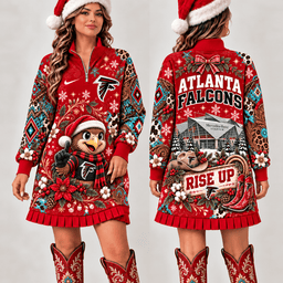 Atlanta Falcons Christmas Western Boho Sweatshirt Dress
