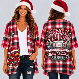 Arizona Cardinals Christmas Women Kimono Cadigan