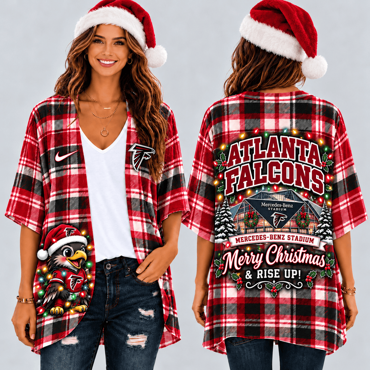 Atlanta Falcons Christmas Women Kimono Cadigan