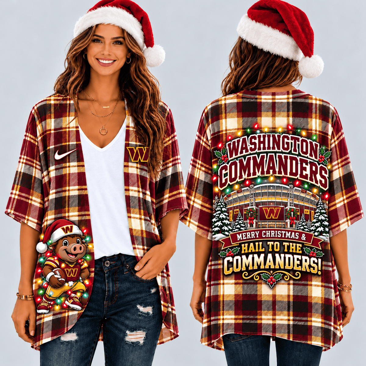 Washington Commanders Christmas Women Kimono Cadigan