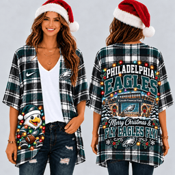Philadelphia Eagles Christmas Women Kimono Cadigan