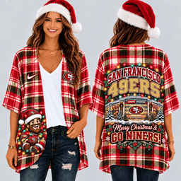 San Francisco 49ers Christmas Women Kimono Cadigan