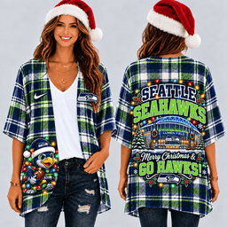 Seattle Seahawks Christmas Women Kimono Cadigan