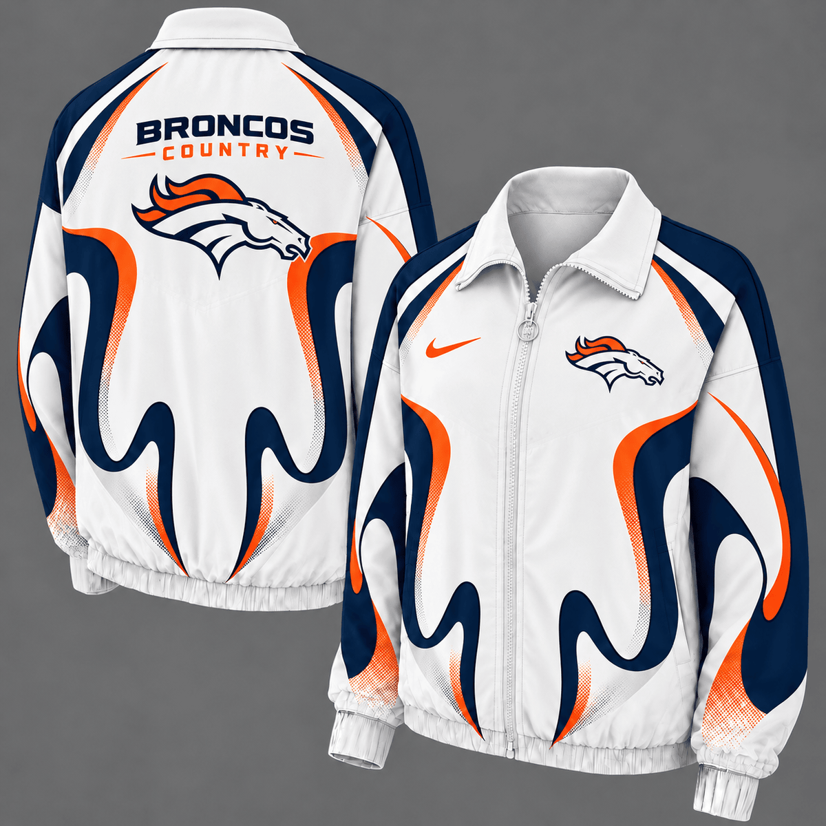 Denver Broncos Retro Flame Windbreaker Jacket
