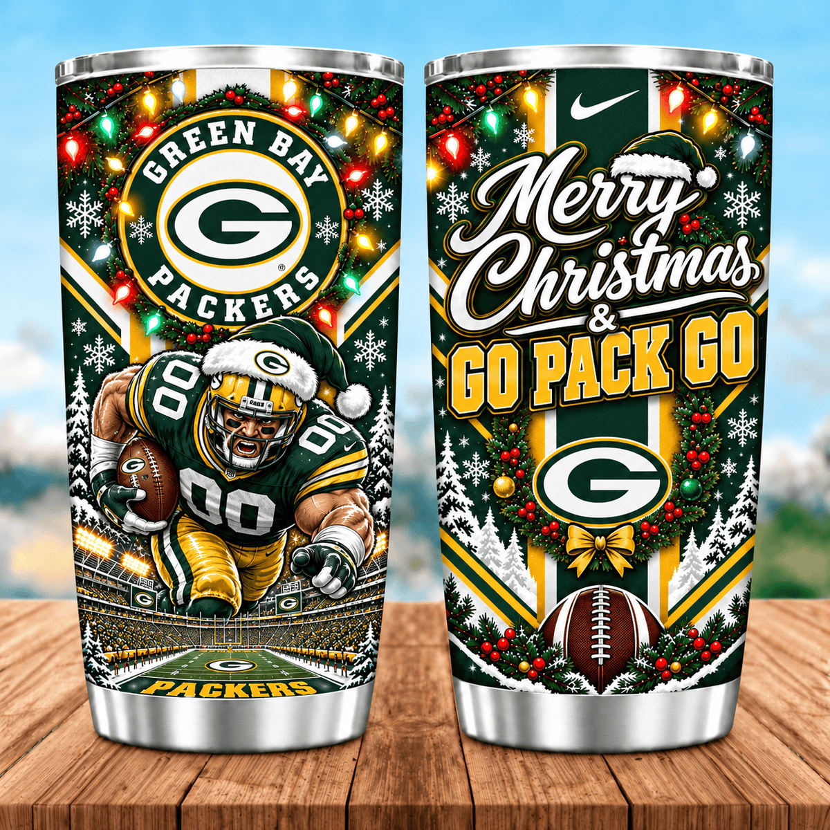 Green Bay Packers Christmas Spirit 20oz Tumbler