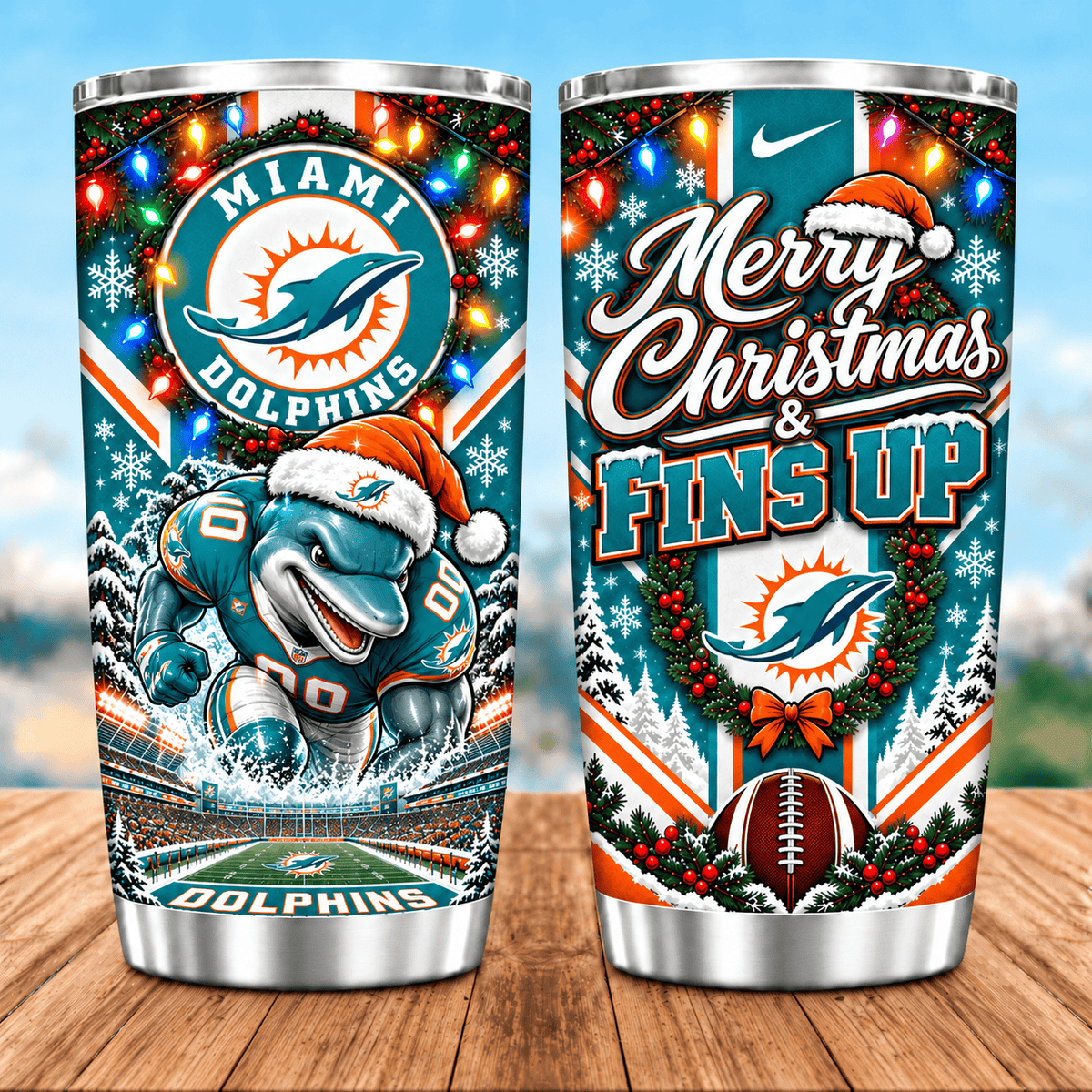 Miami Dolphins Christmas Spirit 20oz Tumbler