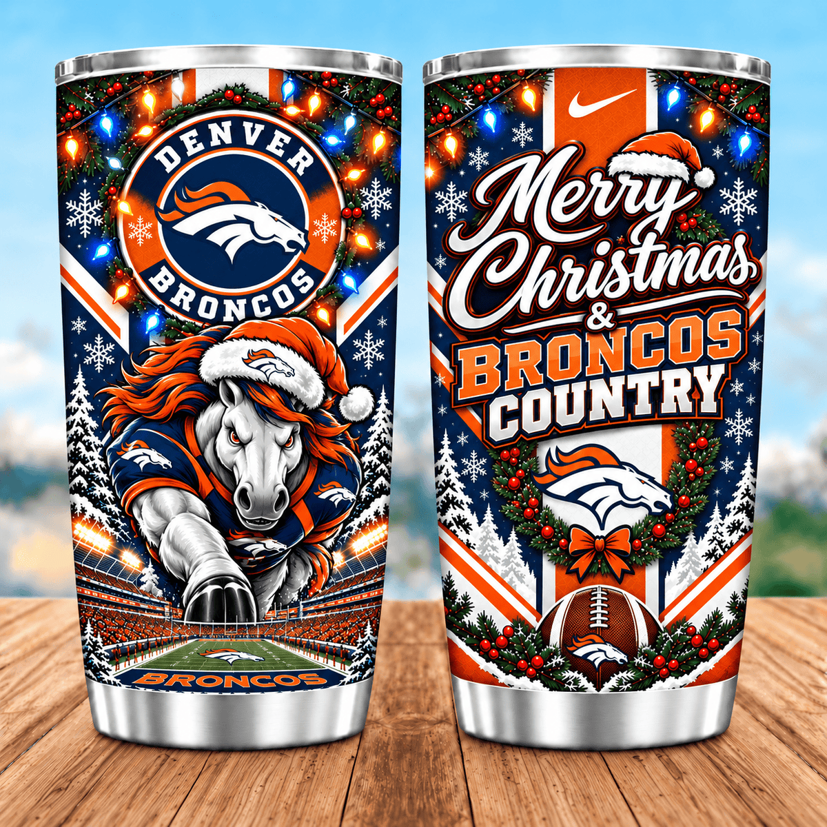 Denver Broncos Christmas Spirit 20oz Tumbler