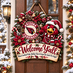 Arizona Cardinals Mascot Christmas Welcome Door Hanger