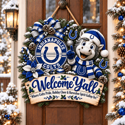 Indianapolis Colts Mascot Christmas Welcome Door Hanger
