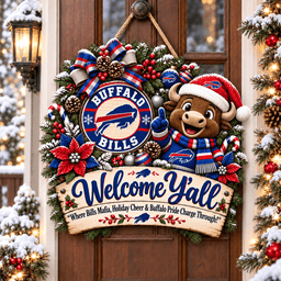Buffalo Bills Mascot Christmas Welcome Door Hanger
