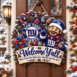 New York Giants Mascot Christmas Welcome Door Hanger