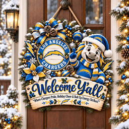 Denver Broncos Mascot Christmas Welcome Door Hanger