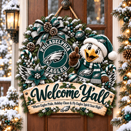 Philadelphia Eagles Mascot Christmas Welcome Door Hanger